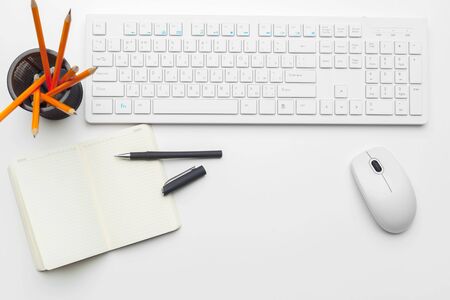 Set of office stationery and supplies, top view. creative photo.の写真素材