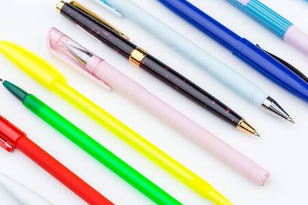 Set of pens isolated on whiteの写真素材