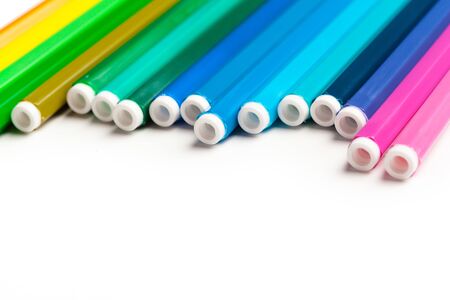 Colorful Felt Tip Pens isolated on a white backgroundの写真素材