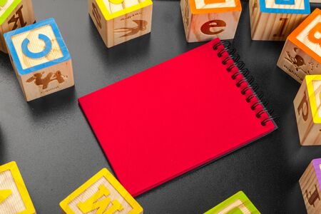 abc alphabet with paper note bookの写真素材