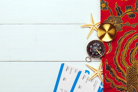 Time to Travel. Idea for tourism with tickets and compass.