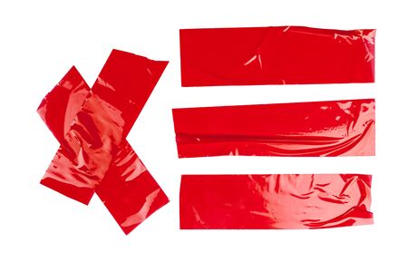 Red duct repair tape isolated on white background. Close up.の写真素材