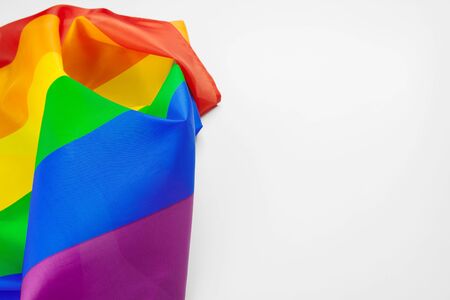 lgbt pride rainbow flag isolated on whiteの写真素材