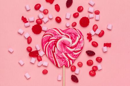 Different colorful fruit candy. Macro photo. Close up.