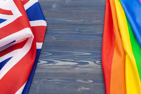 national flag of great britain and gay flag.conceptの写真素材