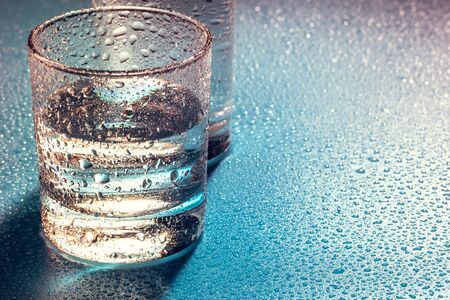 Glass of water. Close up.