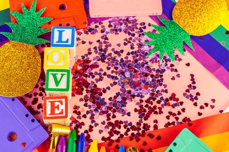 LGBT concept, text love, LGBT flag. Close up.の写真素材