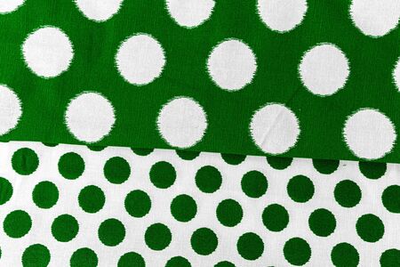 Green checkered fabric closeup , tablecloth texture, close up.の写真素材