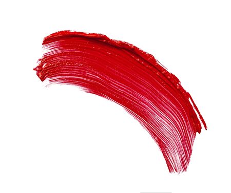 Red lipstick smudge stains isolated on whiteの写真素材
