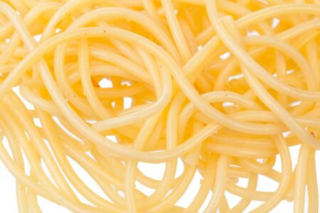 Bowl of spaghetti isolated on white backgroundの写真素材