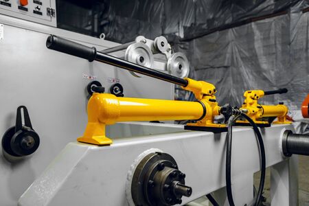 Modern industrial plant. Automotive machine equipment parts close up