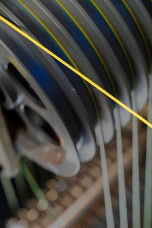 Cable production. Close up of a cable reel