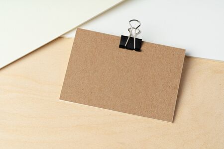 Business mock up of business cards, close up, copy space