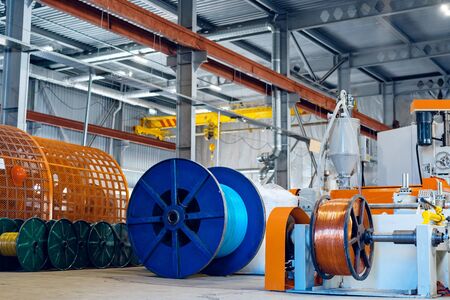 Inside the new factory manufacturing electrical cable.の写真素材