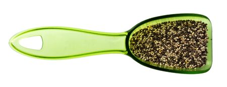 Spoom with chia seeds isolated on white backgroundの写真素材