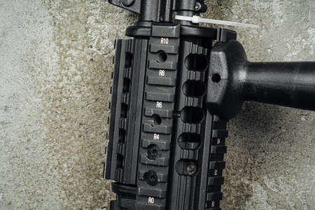 Automatic rifle close up, military weaponの写真素材