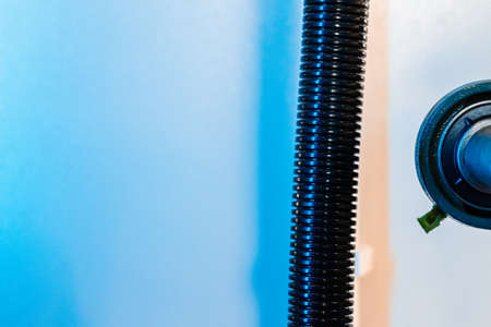 Close up of a plastic corrugated hosepipe in industrial factoryの写真素材