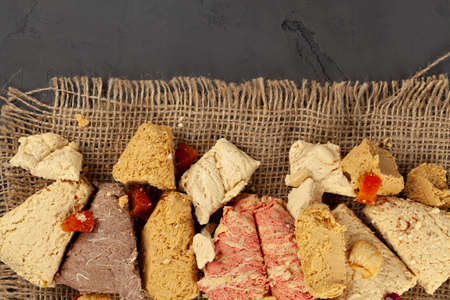 Assortment of turkish desserts baklava and halvaの写真素材