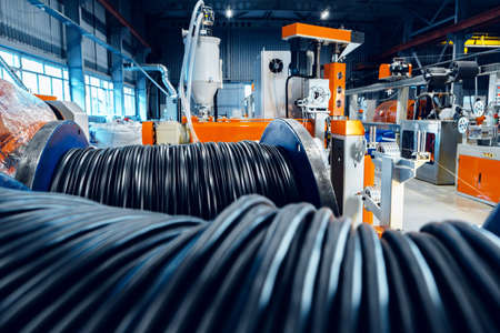 Inside the new factory manufacturing electrical cable.の写真素材