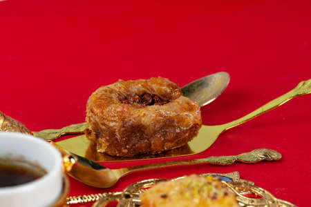 Turkish baklava national dessert served with tea