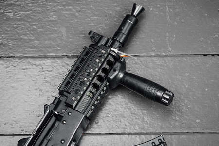 Russian automatic rifle Ak-47 close up, military weapon