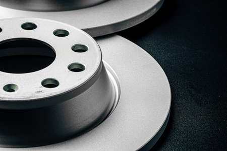 Car break disc on black background close upの写真素材