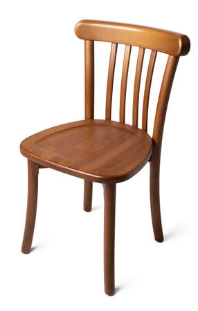 Old-fashioned vintage wooden chair isolated on whiteの写真素材
