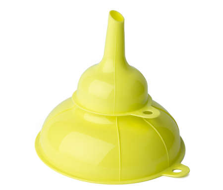 New plastic kitchen funnel isolated on whiteの写真素材