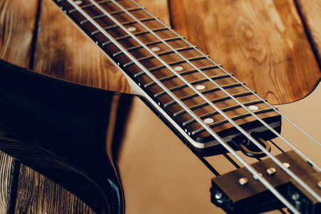 Close up photo of electric guitar fingerboardの写真素材