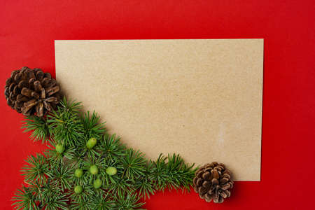 Blank Christmas greeting card with festive decorations