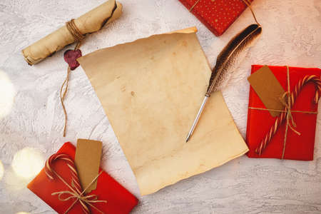 Vintage styled letter to Santa Claus with Christmas decorations