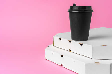 Takeaway food concept. Some packed food in container with coffee cup