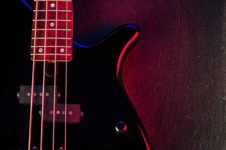 Electric guitar body in the dark close upの写真素材