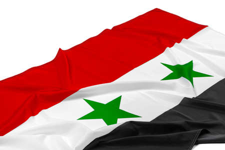 Photo of fabric Syria flag close upの写真素材
