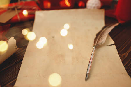 Writing a letter to Santa composiiton in vintage styleの写真素材