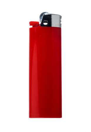 Plastic fire lighter isolated on white backgroundの写真素材