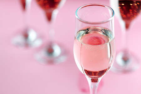 Glass goblet of Champagne wine close upの写真素材