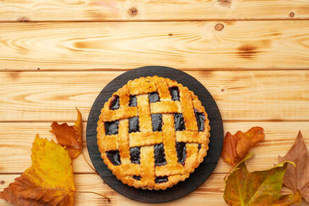 Top view of a traditional american thanksgiving pie top viewの写真素材