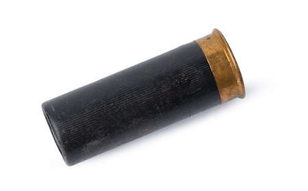 Shotgun shell cartridge isolated on white backgroundの写真素材