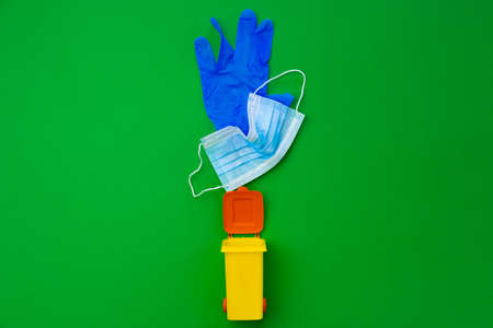 Colorful small trash has used infectious masks