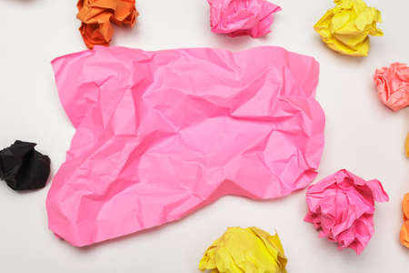 colorful crumpled paper balls. High quality photo