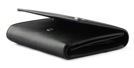 Black leather men purse isolated on a white background