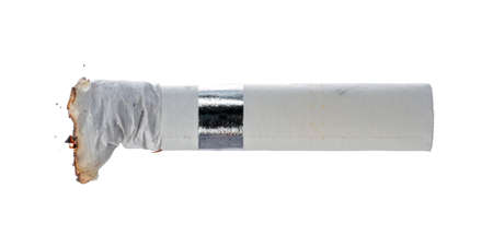 Extinguished butt of cigarette isolated on white