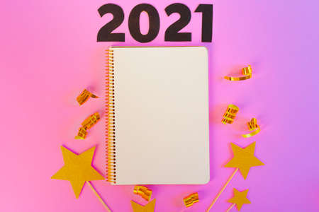 New year 2021 concept on pink background