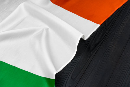 National flag of Italy on wooden backgroundの写真素材