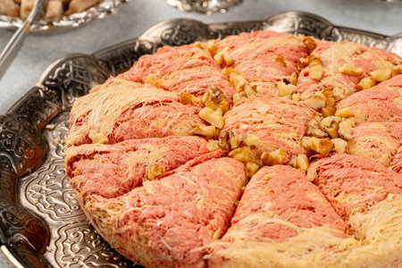 Close up photo of halva dessert on silver plateの写真素材