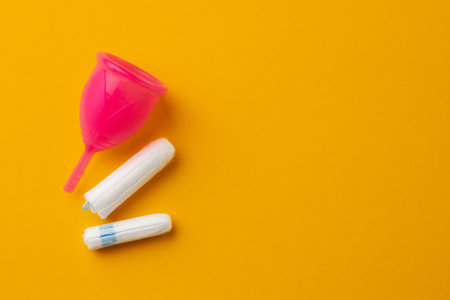 Menstrual cup and medical tampon close upの写真素材