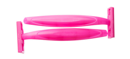 Female pink razor shaver isolated on white backgroundの写真素材