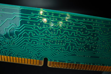 Macro photo of electronic circuit board in computer