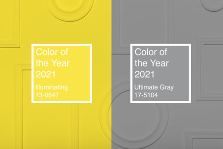 Background of colors of year 2021 Ultimate Gray and Illuminatingの写真素材